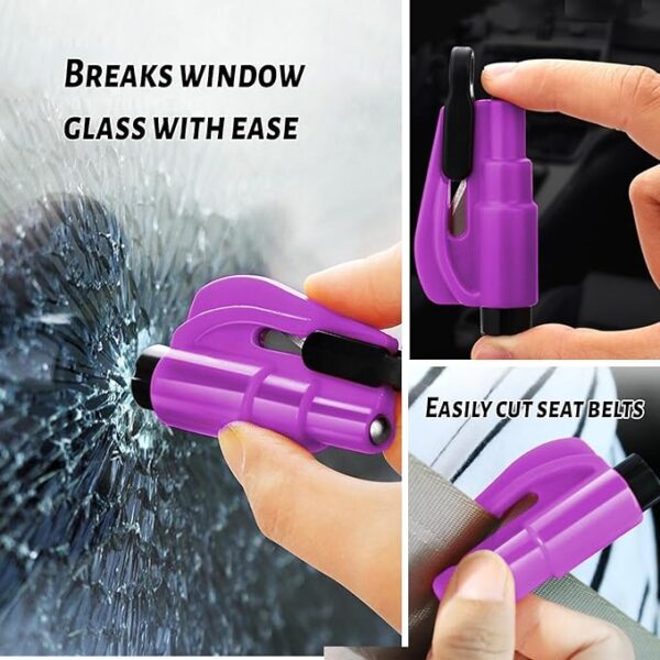 Safety Keychain Set 10 Pcs defensive Keychain Accessories with Sound Personal Alarm Polished Kubaton Stylish Pompom etc Gift Set for Women Adults & kids.(purple) - Image 2